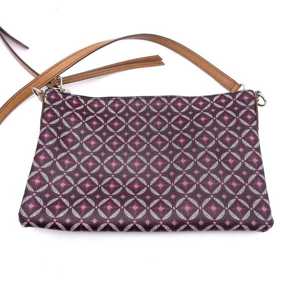 Fossil Print Leather Crossbody Bag Women Zip Closure Inner Pockets - Picture 2 of 6